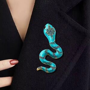 Serpenti Turquoise Crystal Snake Brooch